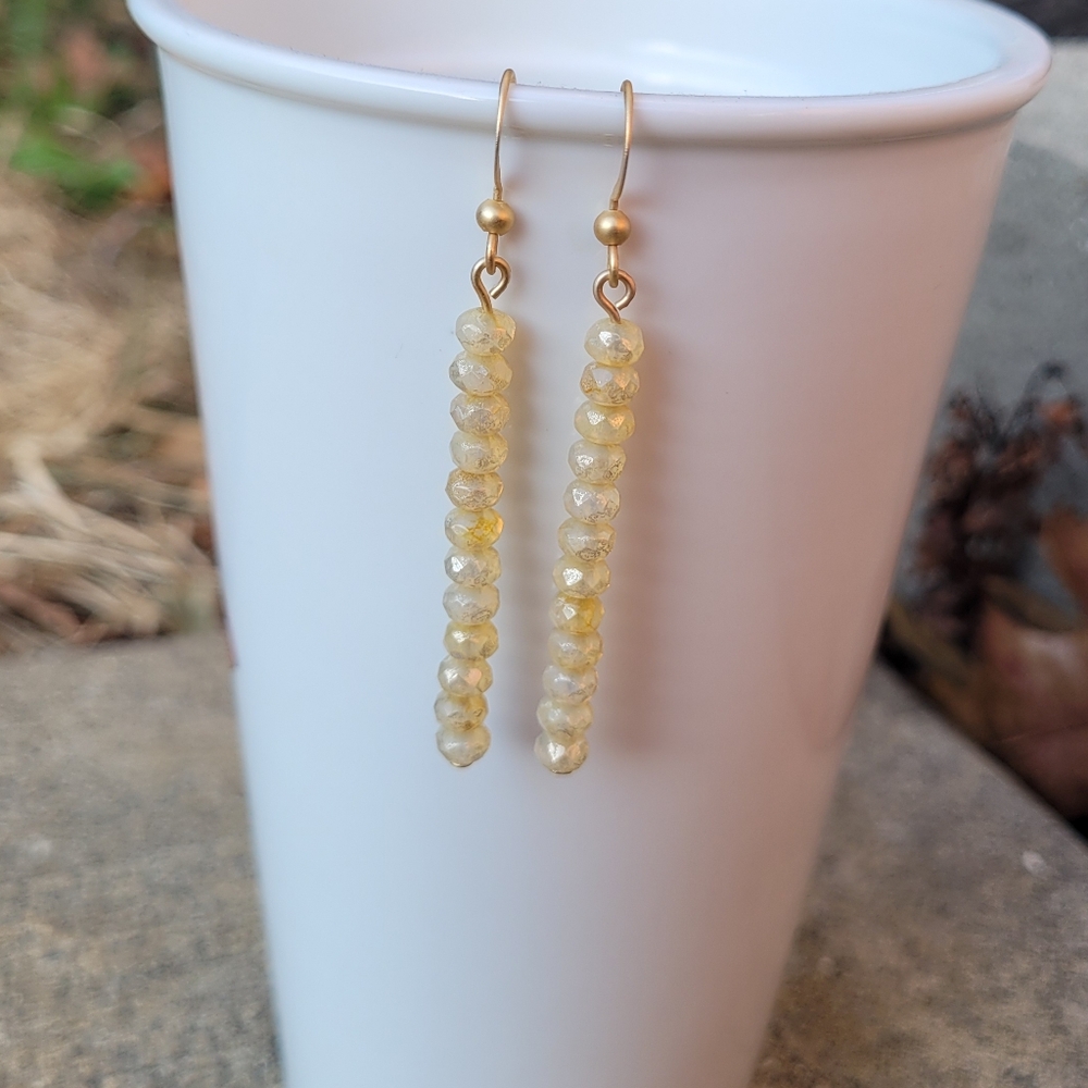Handmade Linear Ivory Yellow Earrings NWOT